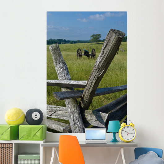 Cannon and Battlefield Fence Wall Decal