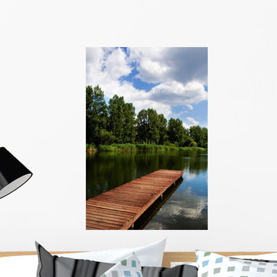 Wooden Dock Pier Lake Wall Decal shown on a wall