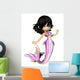 Cute Toon Purple Mermaid Wall Decal