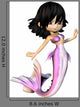 Cute Toon Purple Mermaid Wall Decal