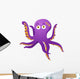 Purple Octopus Isolated on White Wall Decal