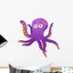 Purple Octopus Isolated on White Wall Decal