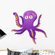 Purple Octopus Isolated on White Wall Decal