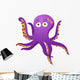 Purple Octopus Isolated on White Wall Decal