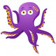 Purple Octopus Isolated on White Wall Decal