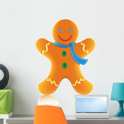 Gingerbread Man Cookie Wall Decal shown on a wall