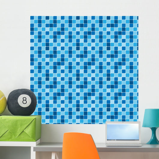Pattern Blue Tiles Texture Wall Decal