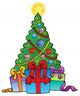 Decorated Christmas Tree with Wall Decal