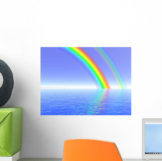 Rainbow over Sea Illustration Wall Decal
