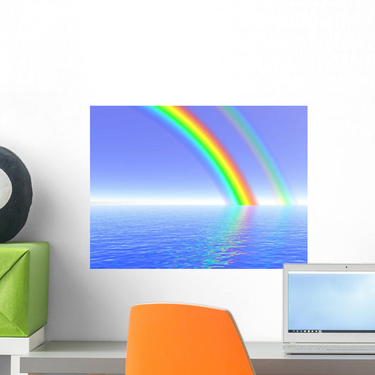Rainbow over Sea Illustration Wall Decal
