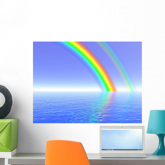 Rainbow over Sea Illustration Wall Decal