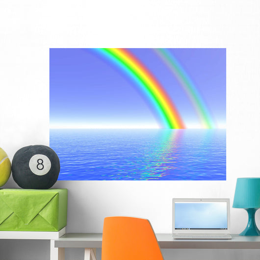 Rainbow over Sea Illustration Wall Decal