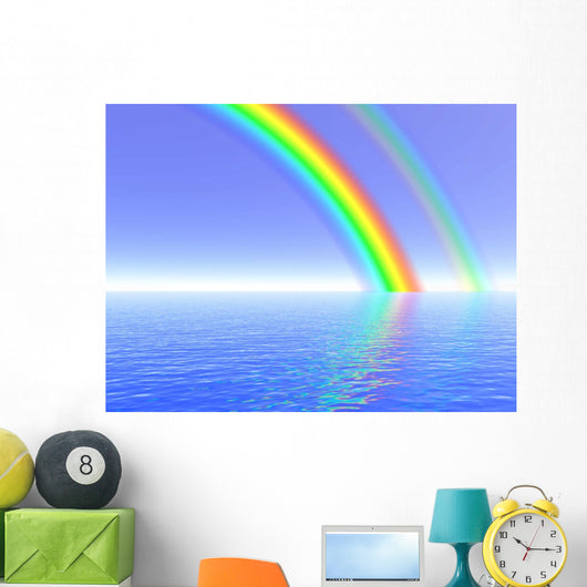 Rainbow over Sea Illustration Wall Decal