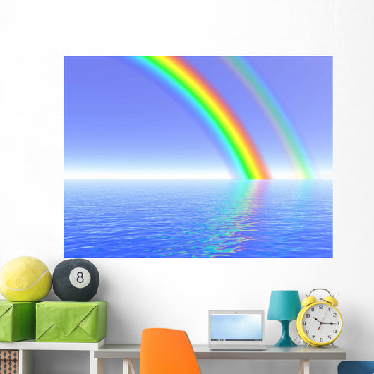 Rainbow over Sea Illustration Wall Decal