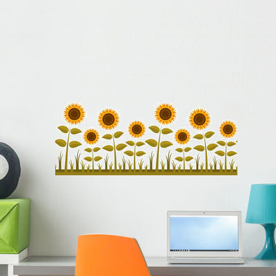 Sunflowers Border Wall Decal shown on a wall