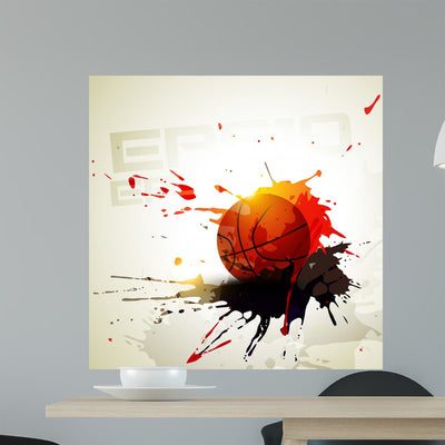 Vector Basketball Wall Decal shown on a wall