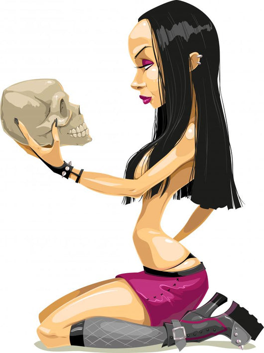 Girl with Skull Vector Wall Decal