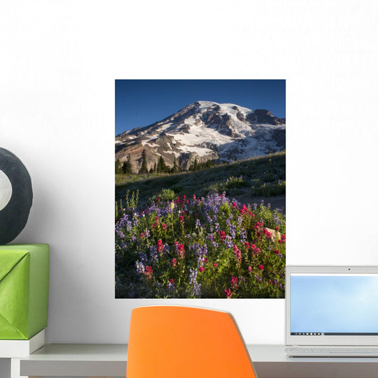 Mt Rainier and Wildflowers Wall Decal