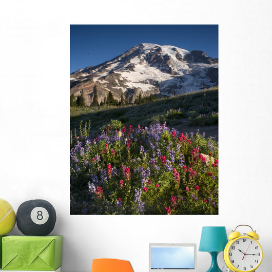 Mt Rainier and Wildflowers Wall Decal