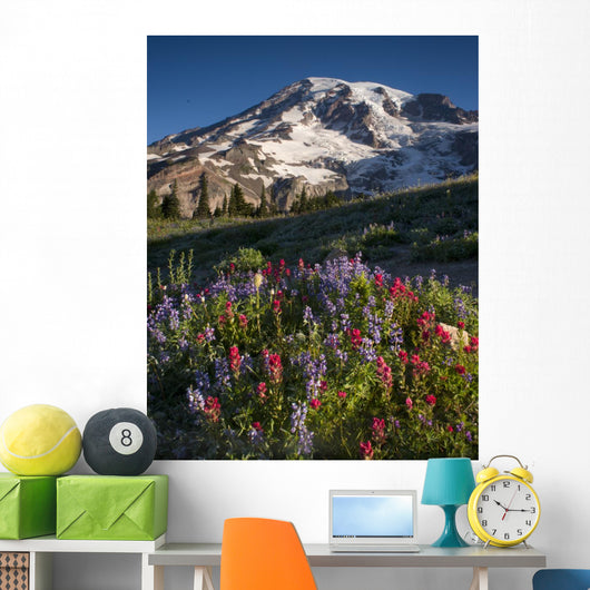 Mt Rainier and Wildflowers Wall Decal