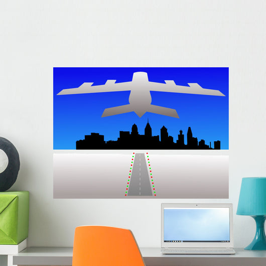 Plane and Philadelphia Skyline Wall Decal