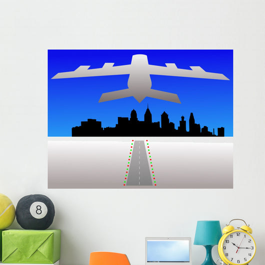 Plane and Philadelphia Skyline Wall Decal