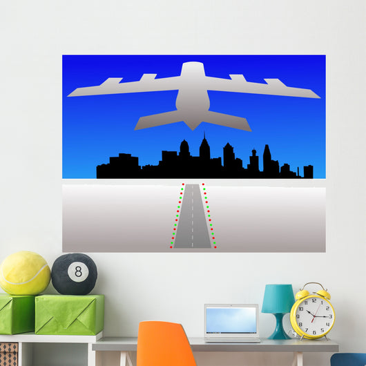 Plane and Philadelphia Skyline Wall Decal