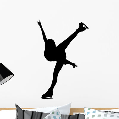 Figure Skating Vector Wall Decal shown on a wall