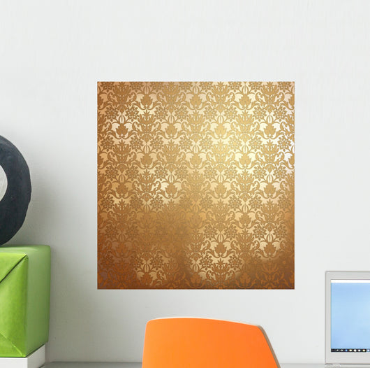 Vintage Golden Wallpaper with Wall Decal