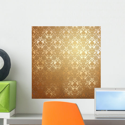 Vintage Golden Wallpaper with Wall Decal