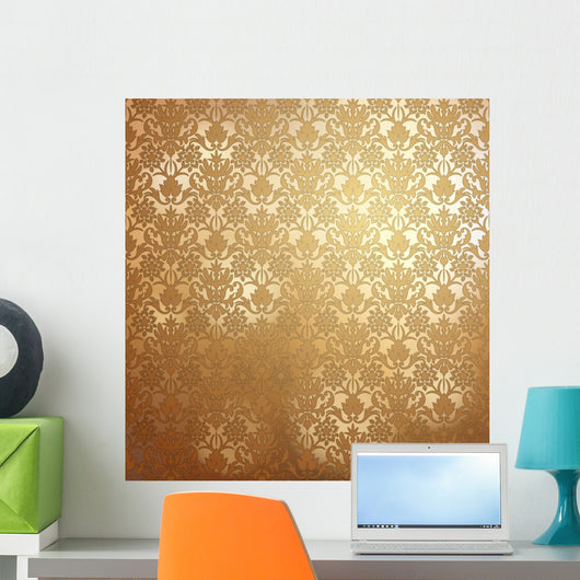 Vintage Golden Wallpaper with Wall Decal