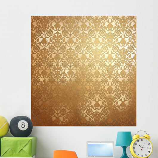 Vintage Golden Wallpaper with Wall Decal
