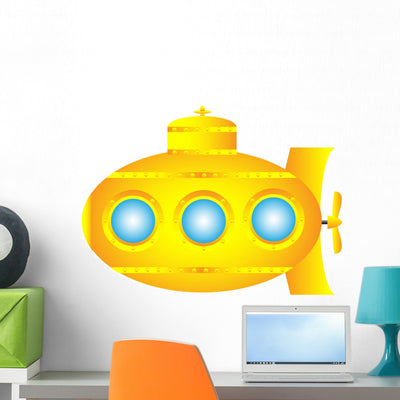 Yellow Submarine Wall Decal shown on a wall