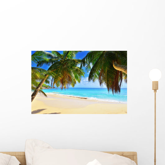 Palm over Tropical Beach Wall Decal