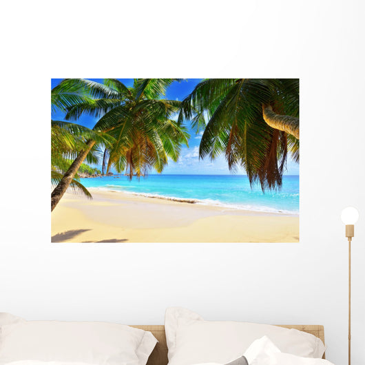 Palm over Tropical Beach Wall Decal