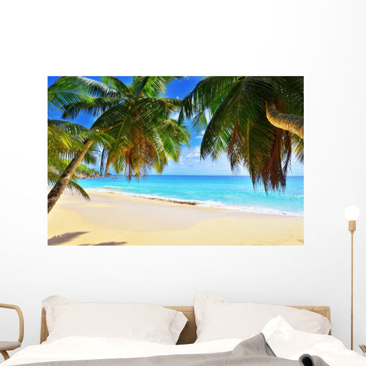 Palm over Tropical Beach Wall Decal