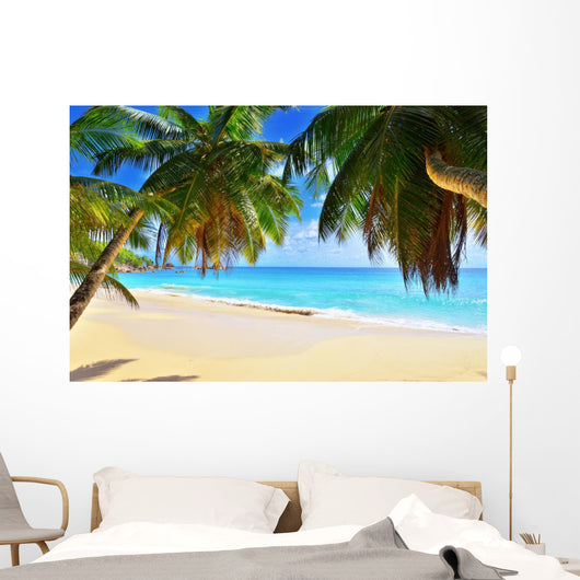 Palm over Tropical Beach Wall Decal