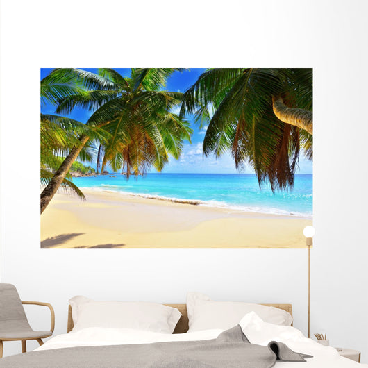 Palm over Tropical Beach Wall Decal