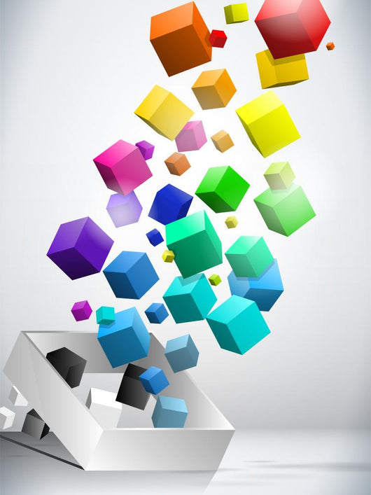 Colorful Flying Cubes Wall Decal