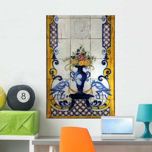Lisbon Azulejos Featuring Birds Wall Decal