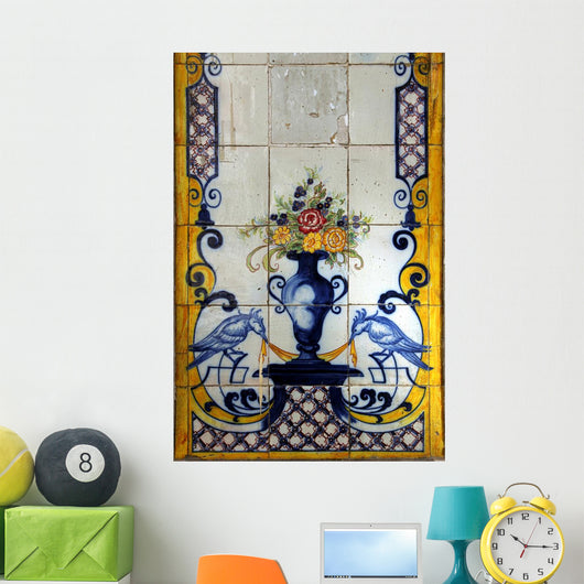 Lisbon Azulejos Featuring Birds Wall Decal