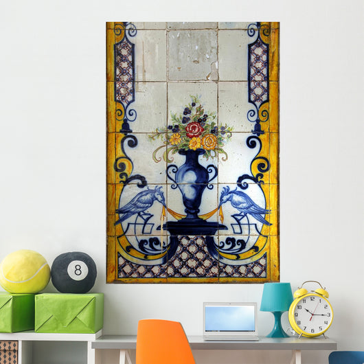 Lisbon Azulejos Featuring Birds Wall Decal