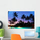 Sunset and Illuminated Swimming Pool - Horizontal Wall Decal