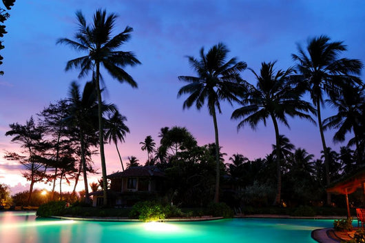 Sunset and Illuminated Swimming Pool - Horizontal Wall Decal