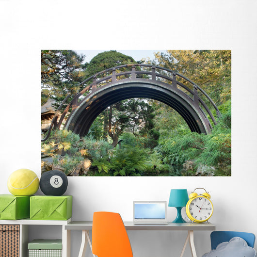 Curved Wooden Bridge Japanese Wall Decal