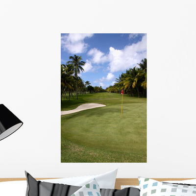 Golf Putting Green Wall Decal shown on a wall