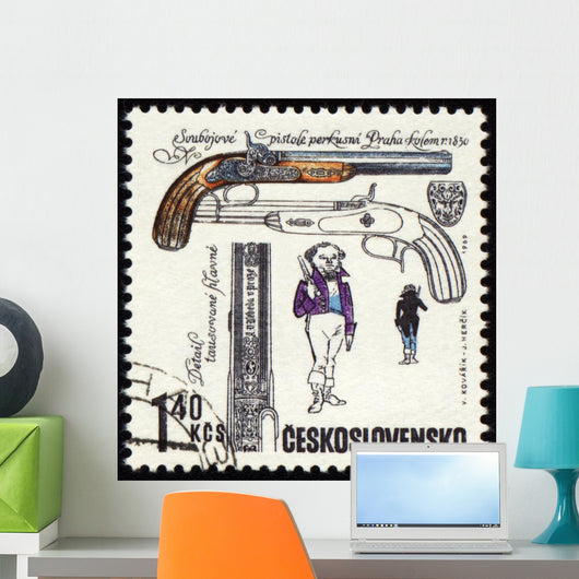 Ancient Pistol Post Stamp Wall Decal