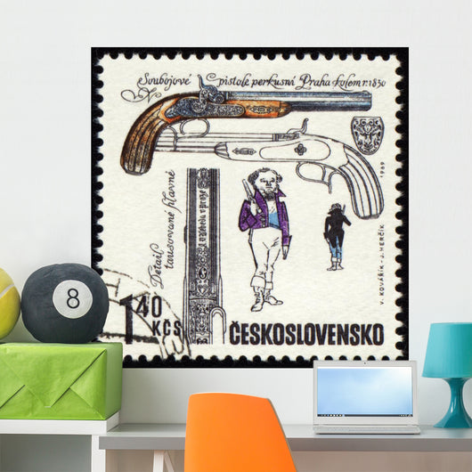 Ancient Pistol Post Stamp Wall Decal