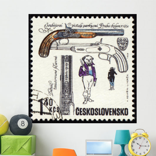 Ancient Pistol Post Stamp Wall Decal