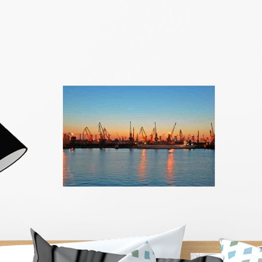 Harbour Scape with Cranes Wall Decal